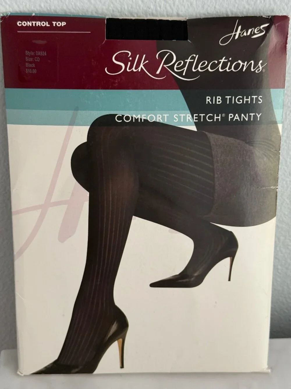 HANES Silk Reflections Rib Tights Size CD